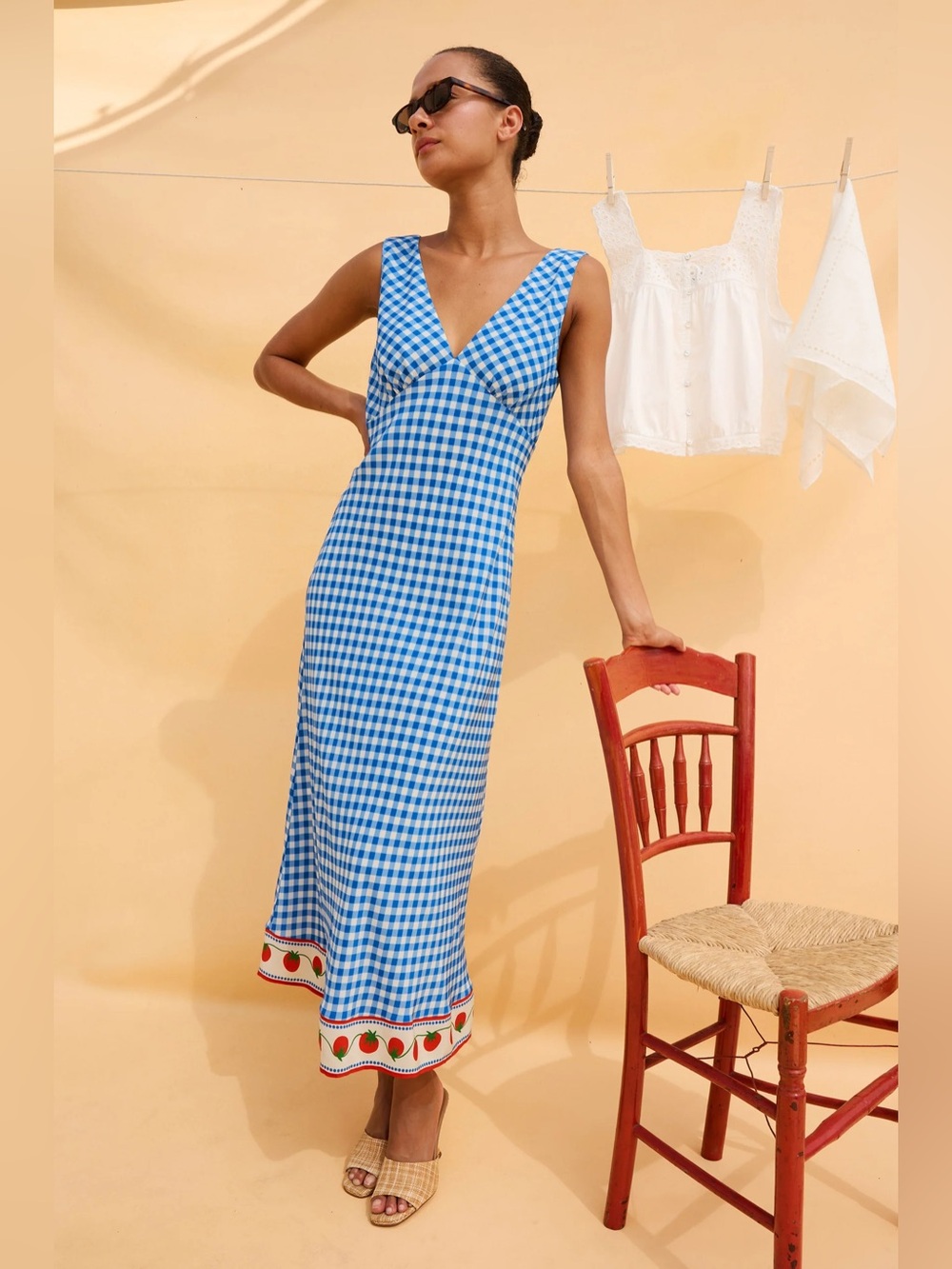 RAILS X GIADZY Serafina Dress in Gingham Tomatoes Size Medium VGUC